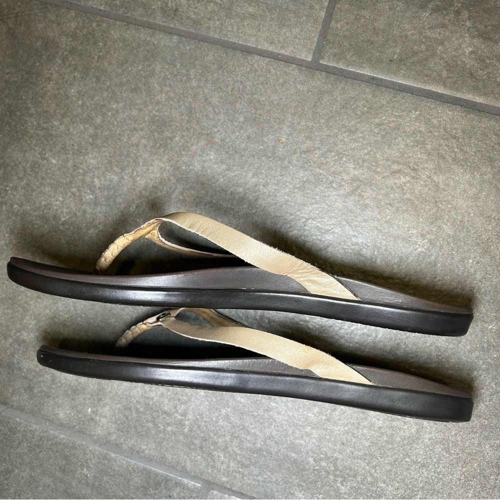 Olukai Ho’opio Leather Thong Slip On Sandals Women’s Shoe Size 10 - Picture 4 of 9